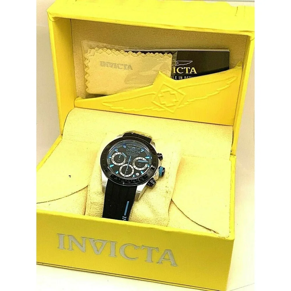 Invicta Men's Watch 17193 Speedway Chronograph Quartz Blue Black Rubber Band - Picture 3 of 12